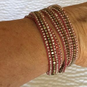 Pink and Silver Beaded Bracelet